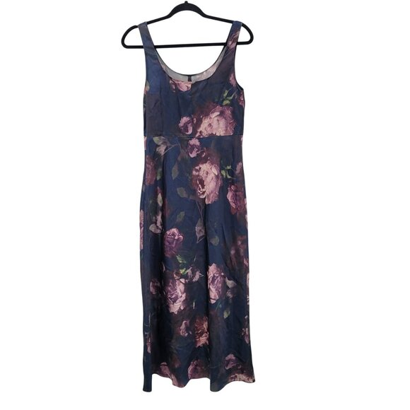 Vince Night Garden Print Satin Square Neck Slip Maxi Dress Sz 4 Wedding Guest - Picture 8 of 15